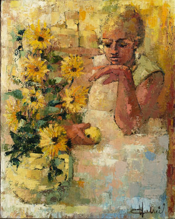 Solitude aux tournesols - Huile sur toile - 81 x 65 cm  (1968)