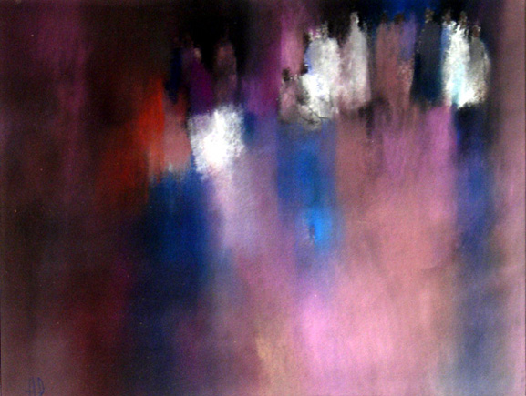 Sur le trottoir Ã   Barbes - Pastel sec - 60 x 50 cm - 1996